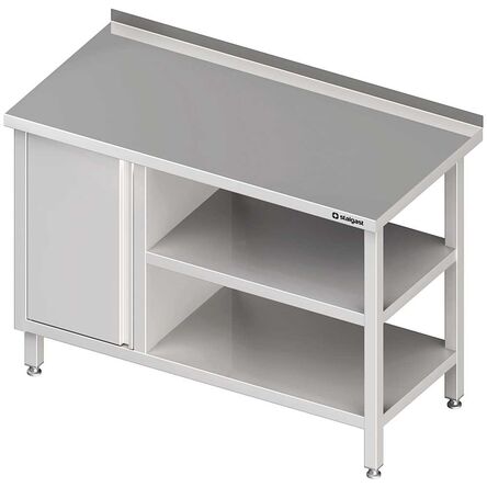 Stół przyścienny z szafką (L),i 2-ma półkami 1100x700x850 mm
