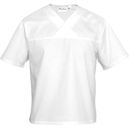Bluza w serek biała krótki rękaw L unisex