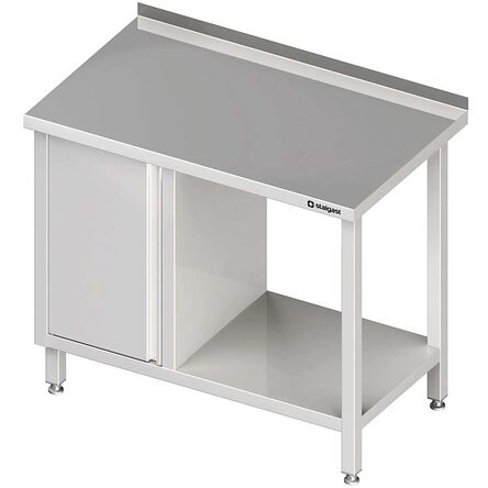 Stół przyścienny z szafką (L),i półką 1300x600x850 mm