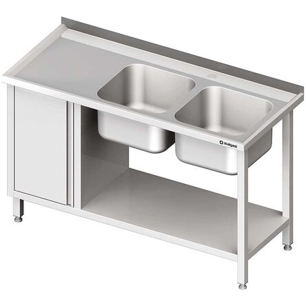 Stół ze zlew 2-kom.(P), z szafką i półką 1900x600x850 mm