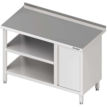 Stół przyścienny z szafką (P),i 2-ma półkami 1500x600x850 mm