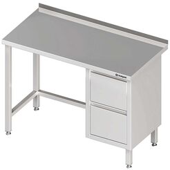 Stół przyścienny z blokiem dwóch szuflad (P),bez półki 1300x600x850 mm