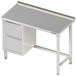Stół przyścienny z blokiem dwóch szuflad (L),bez półki 900x700x850 mm